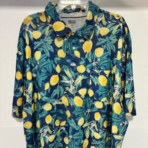 Izod Saltwater 3XLT Tall Short Sleeve Polo Shirt Hawaiian Lemon Floral Resort
